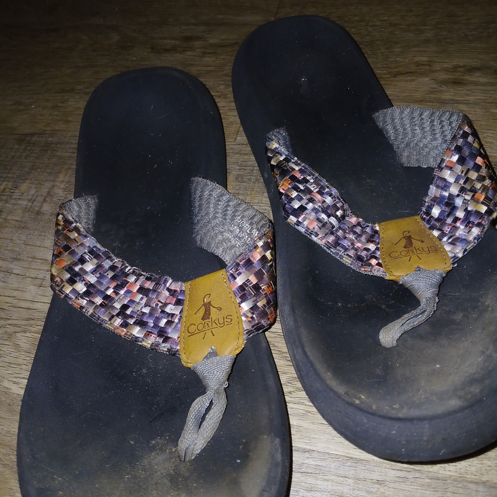 Corkys Multicolor Woven Flip Flops